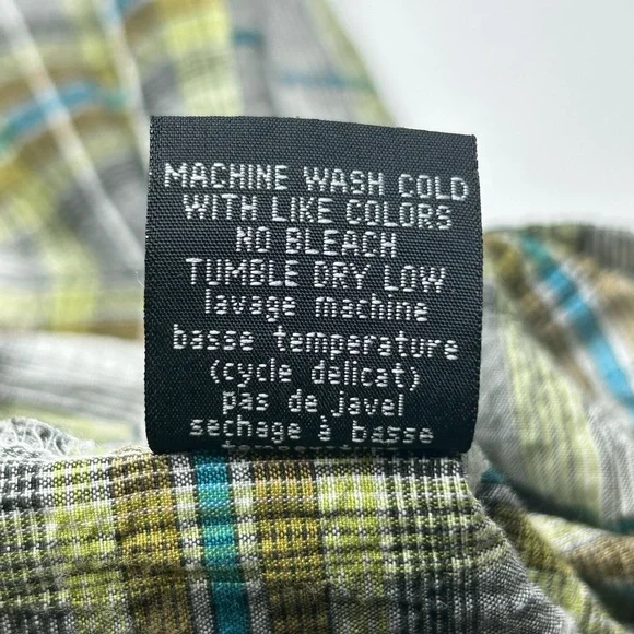 Kuhl Green Plaid Seersucker Button Down Shirt Large Hiking Fishing Outdoors Gorp - Picture 10 of 13